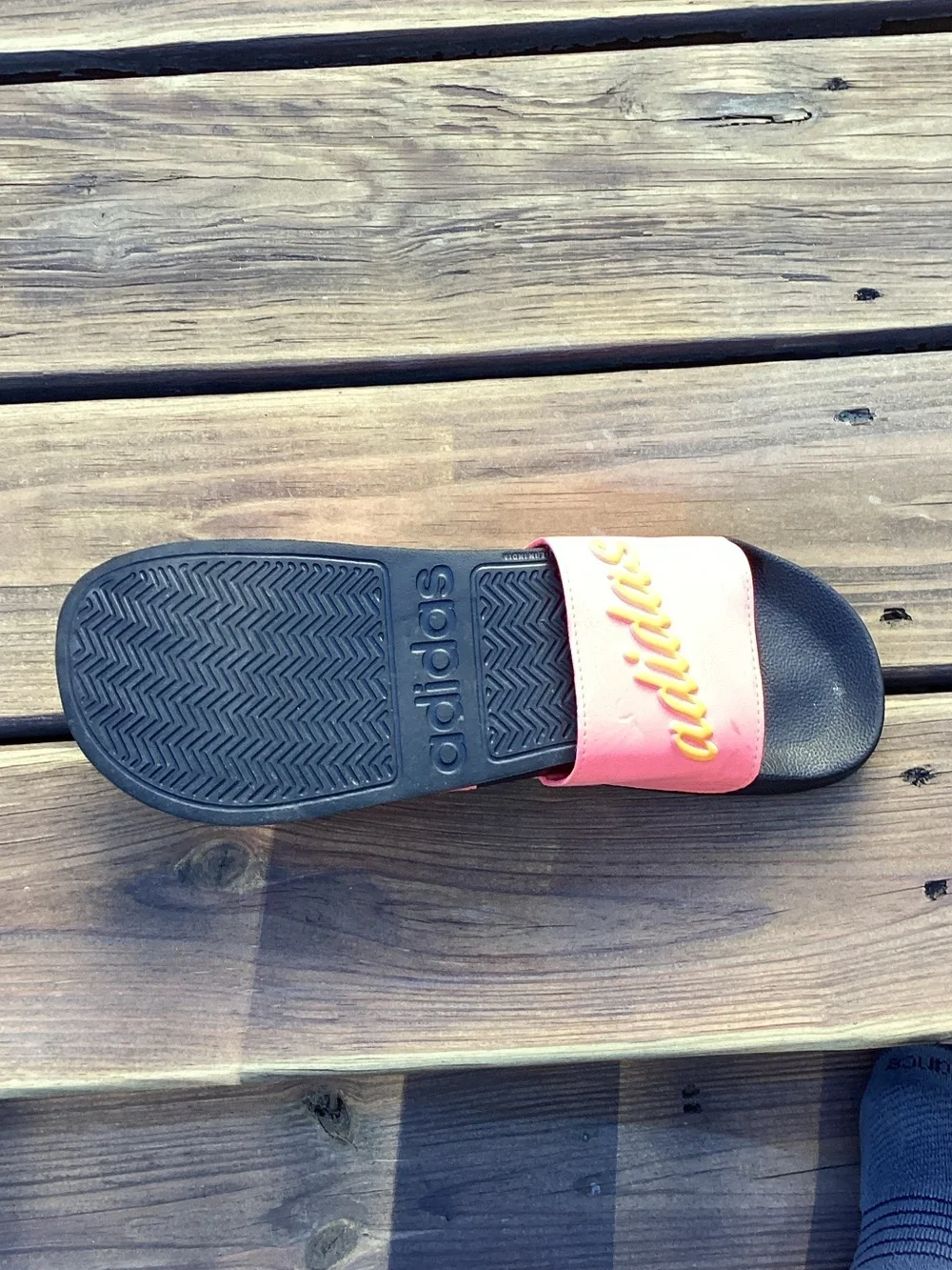 adidas Kids Coral Pink and Black Slide Sandals